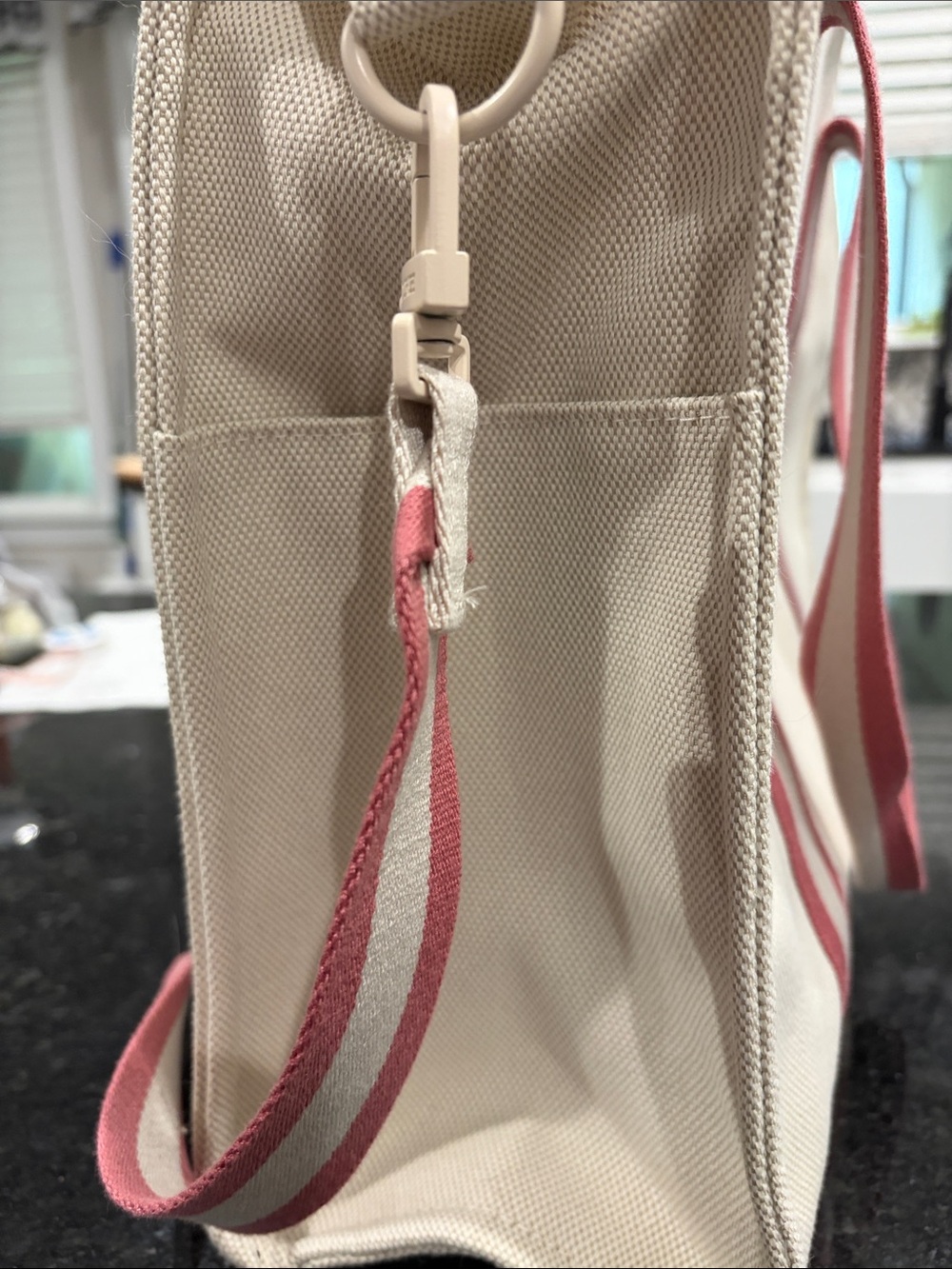 Victorias Secret Canvas Tote Bag with Pink Stripes and Pink Logo - Picture 6 of 10